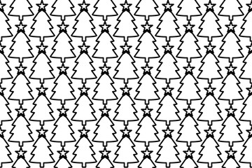 Fototapeta premium Seamless pattern completely filled with outlines of Christmas trees. Elements are evenly spaced. Vector illustration on white background