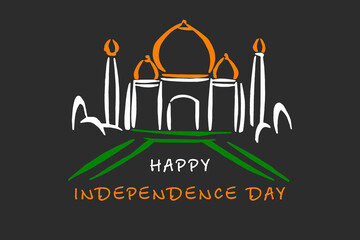 Indian tricolor for 15 August Happy Independence Day of India. Taj Mahal.