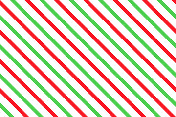 Candy cane seamless pattern. Christmas striped red green background. Xmas prints with diagonal lines. Abstract geometric texture. Cute holiday wrapping paper. Vector illustration. - obrazy, fototapety, plakaty