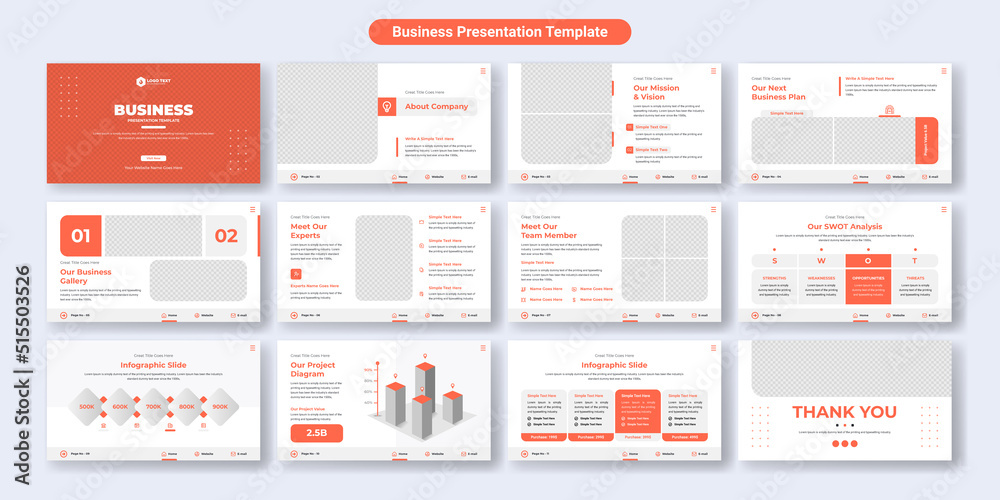 Wall mural creative business powerpoint presentation slides template design. use for modern keynote presentatio