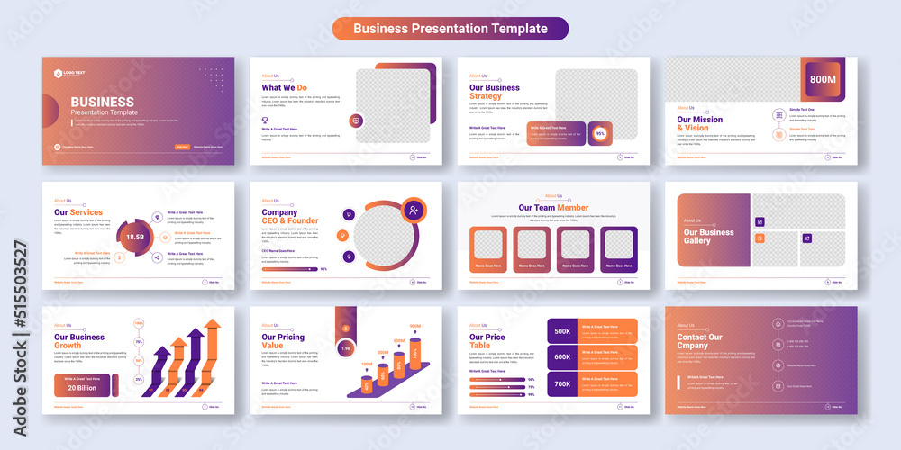 Wall mural creative business powerpoint presentation slides template design. use for modern keynote presentatio