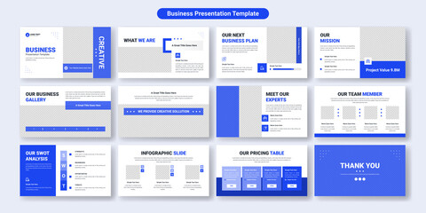 Creative business PowerPoint presentation slides template design. Use for modern keynote presentation background, brochure design, website slider, landing page, annual report, company profile - obrazy, fototapety, plakaty