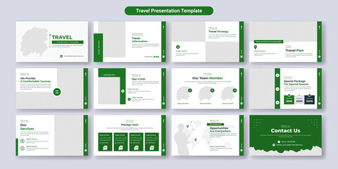 Travel PowerPoint presentation slides template design. Use for modern keynote presentation background, brochure design, website slider, landing page, annual report, company profile