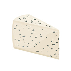 Roquefort, gorgonzola or stilton cheese with noble blue mold, vector illustration isolated on white background