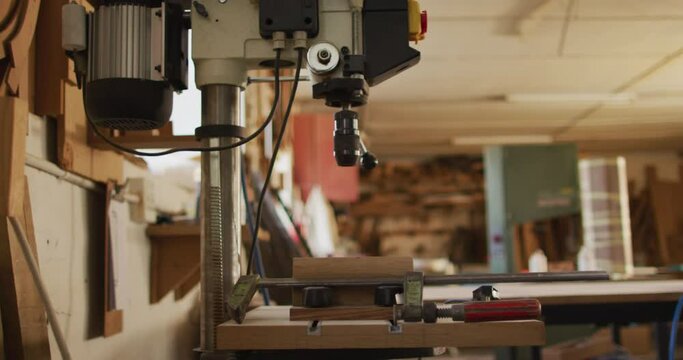 Video of machines and tools in traditional carpentry workshop