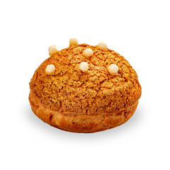 Eclair with custard. On a white background, isolated.