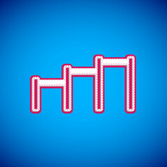 White Sport horizontal bar icon isolated on blue background. Vector