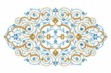 Traditional islamic floral ornament arabesque isolated on white. Vector illustration.