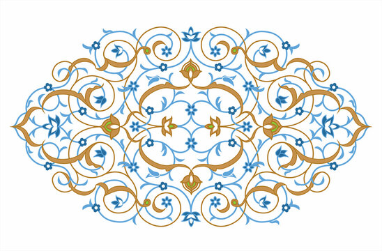 Traditional islamic floral ornament arabesque isolated on white. Vector illustration.