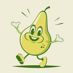 funny illustration of a cartoon pear