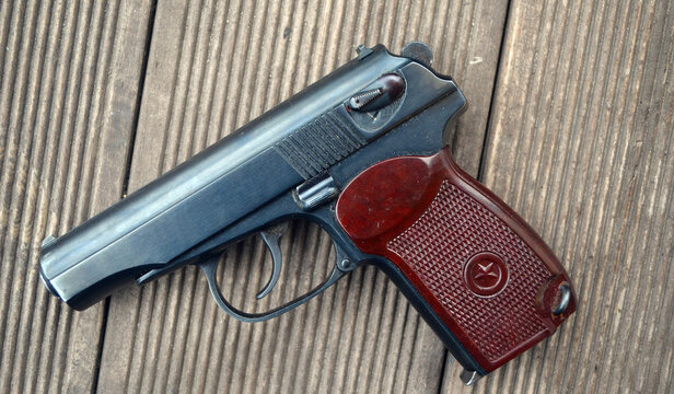 The Makarov pistol (air gun). A classic pistol in Kiev,Ukraine. April 21, 2022.