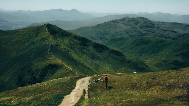 woman hiking in the mountains