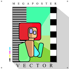 Desenho de personagem Colorido em Vetor para Poster - obrazy, fototapety, plakaty