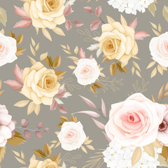 Watercolor hand drawn flowers seamless pattern