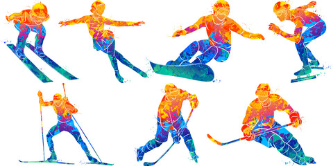 Fototapeta winter olympic games and sports athletes. Flat design style vector illustration. obraz