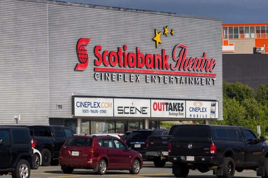 Scotiabank Theater - Cineplex Cinemas sign on the building. Cineplex Cinemas is a Canadian movie theatres. HALIFAX, NOVA SCOTIA, CANADA - JUNE 2022: