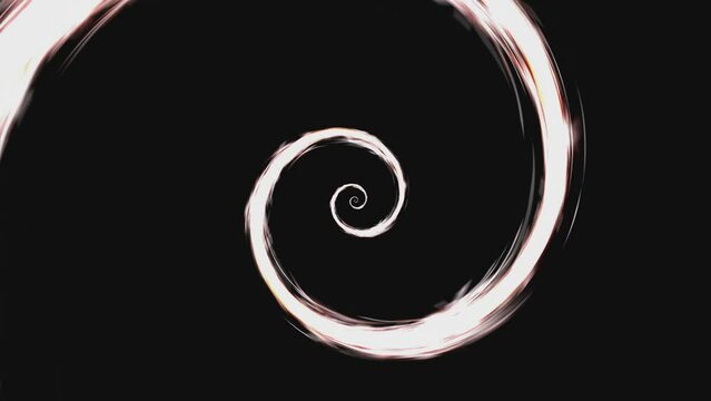 Glowing spiral rotates on a black background