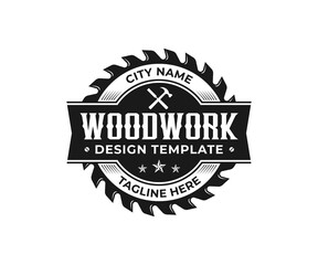 Woodwork and Carpentry Logo Design Template