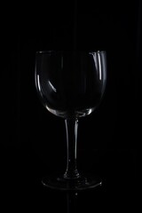 wine glass on black