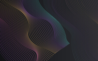 Digital Waveform Graphic Vector Black Background.