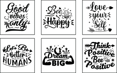 Positive quotes design hand lettering, Positive SVG design bundle