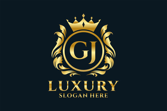 Initial GJ Letter Royal Luxury Logo template in vector art for luxurious branding projects and other vector illustration.