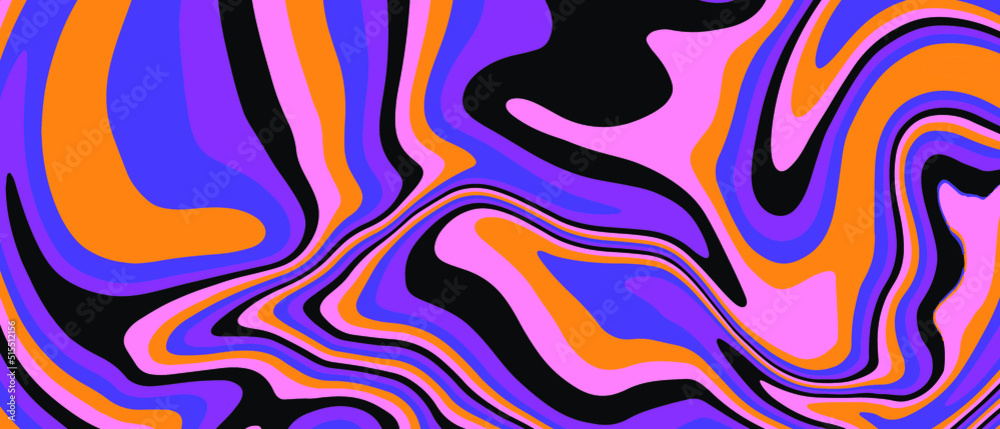 Poster op-art trippy acidic background with distorted texture in neon colors. concept of hallucinations and