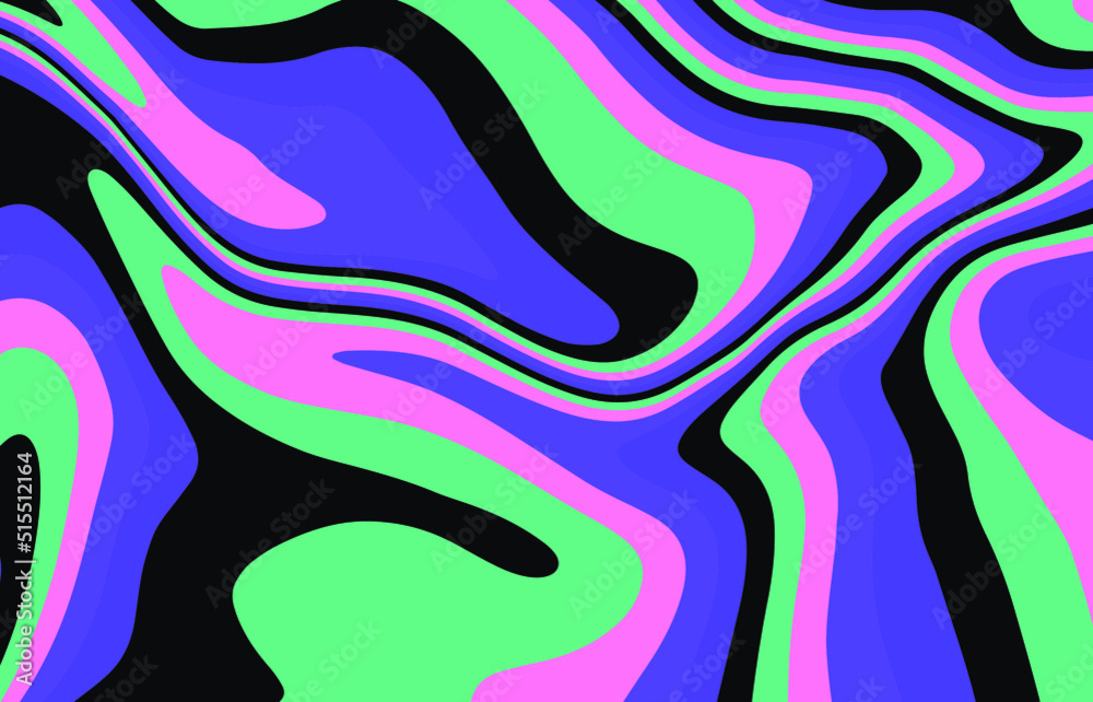Poster op-art trippy acidic background with distorted texture in neon colors. concept of hallucinations and