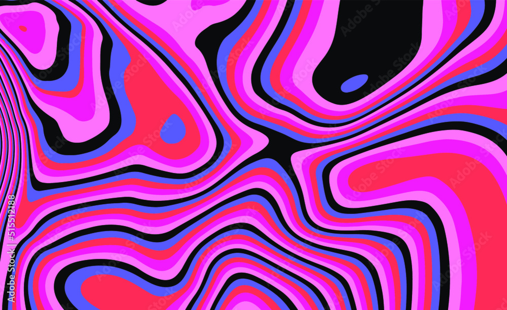 Poster trippy glitch background in style of psychedelic 60s and 70s parties with bright acidic rainbow colo