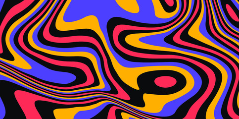 Op-art trippy acidic background with distorted texture in neon colors. Concept of hallucinations and visions.