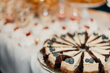 Portioned cake at the candy bar