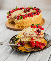 Delicious summer berry cake cooked at home