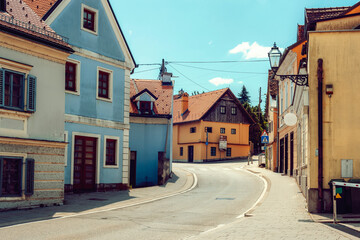 Fototapeta na wymiar Old street in the center of Samobor, Croatia