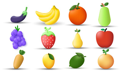 unique 3d realistic fruits fresh icon isolated on background.Trendy and modern vector in 3d style.