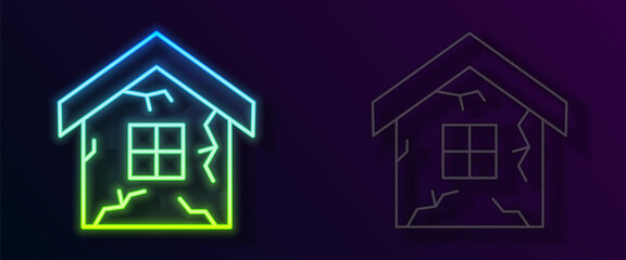 Glowing neon line House icon isolated on black background. Insurance concept. Security, safety, protection, protect concept. Vector