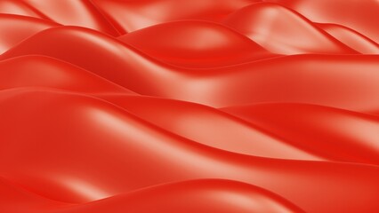Red Plastic Geometric Abstract Background Wall Paper. Wave plane. Architectural Sculpture. 3D illustration. 3D high quality rendering. 3D CG.