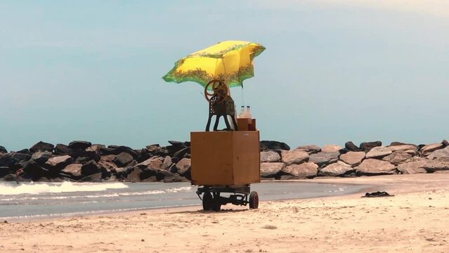 Helados en una playa de Venezuela al atardecer