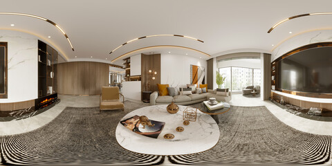 3d render of luxury home interior, living room