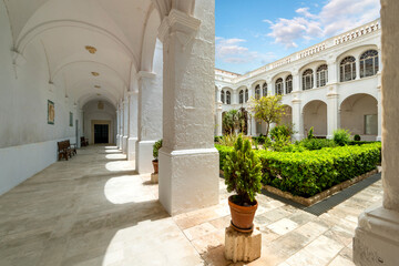 The picturesque inner courtyard of the cloisters of the Convent de Sant Agustí and and Església...