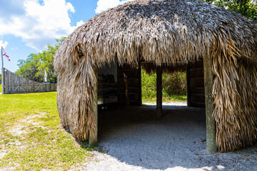 Thatch Hut Interpretive Center at De Soto National Memorial, Bradenton, Florida,  USA