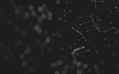 Abstract background. Molecules technology with polygonal shapes, connecting dots and lines. Connection structure. Big data visualization.