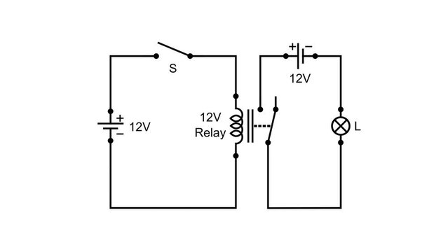 Simple relay symbol scheme electronica animation