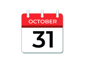 October, 31st calendar icon vector, concept of schedule and Halloween celebration
