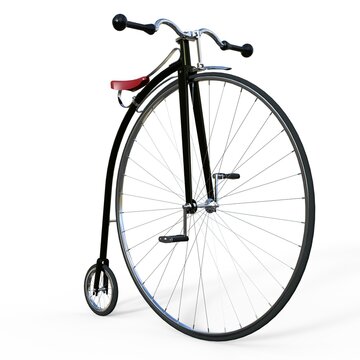 3D-Illustration of a penny farthing bike over white