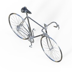 3D-Illustration of a glass bike over white