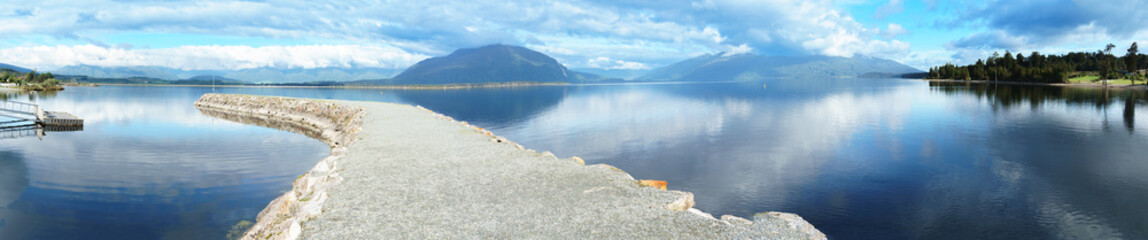 Scenic alpine lake in South Island New Zealand