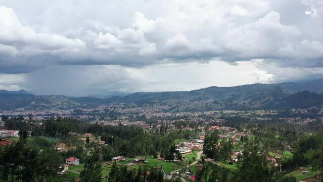 Aerial View Of Cuenca City With Mountain Views At Daytime In Azuay Province, Ecuador.