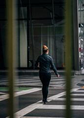 Fototapeta na wymiar person walking on the street woman miami downtown 