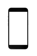Black smartphone with white screen  isolated on white background