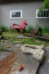 Cluttered Backyard an Lawn Chair